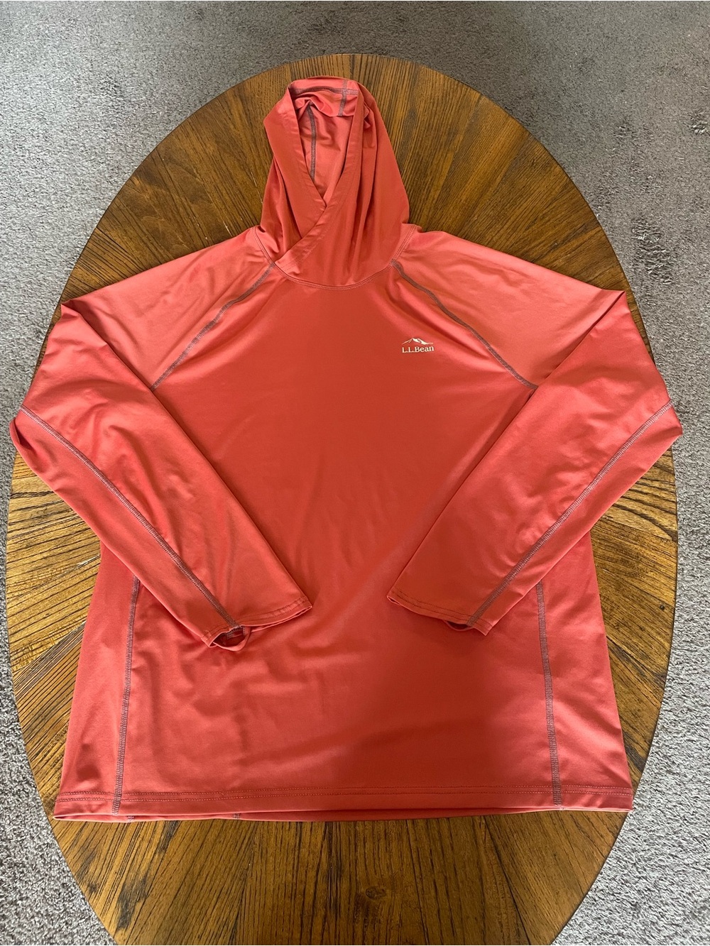 L.L. Bean Men's Burnt Orange Hooded Performance Pullover